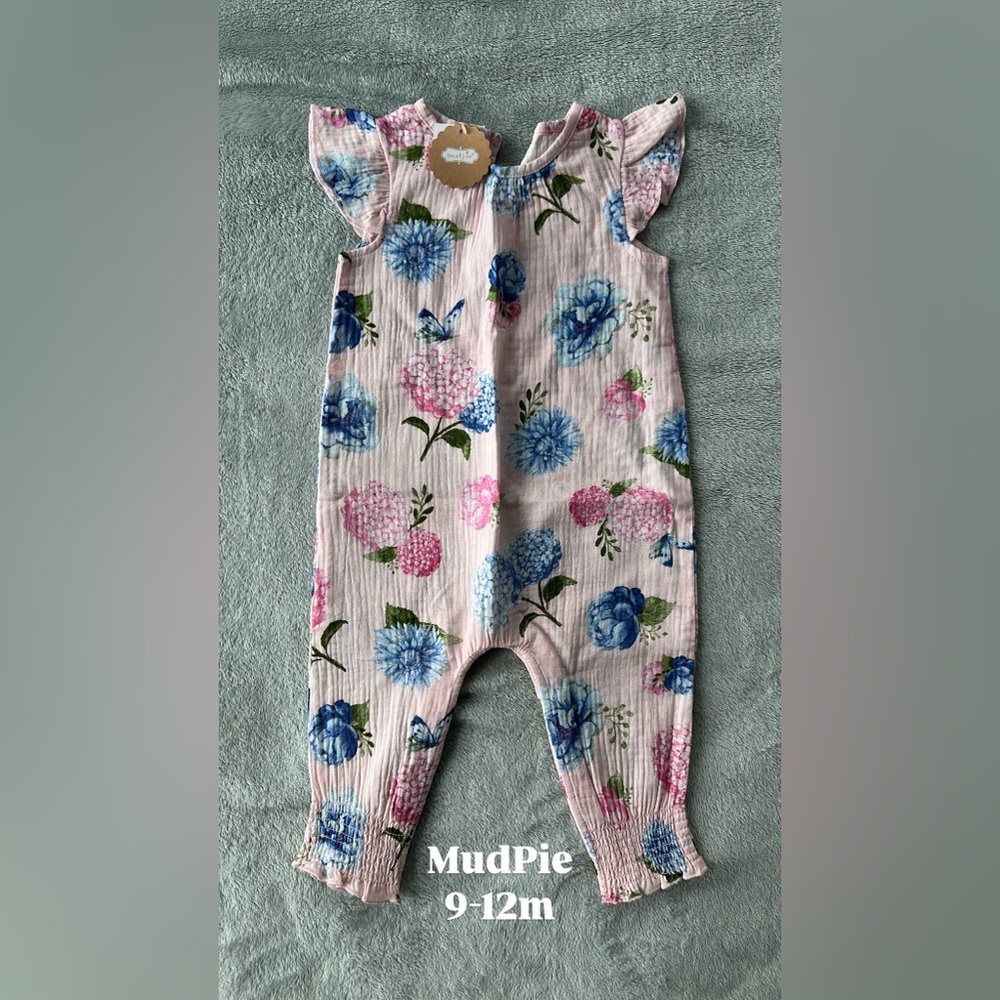 MudPie Floral Baby Romper NWT